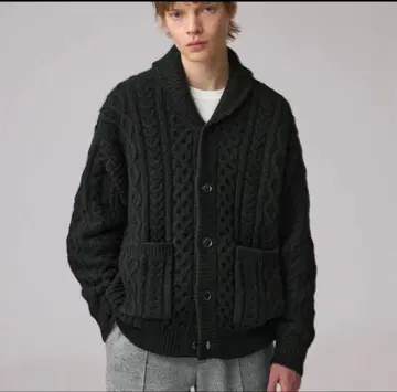 엔지니어드 가먼츠 케이블 숄카라 가디건 블랙 L 사이즈