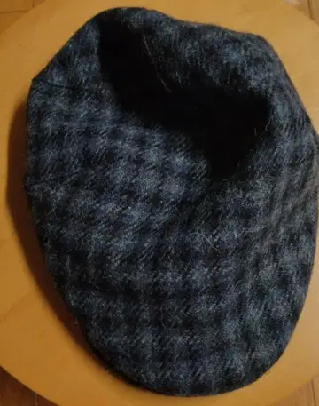 해리스 트위드 블루 계열 체크 헌팅 모자