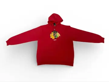 리복 NHL 시카고 블랙호크스 풀오버 후드티 레드 로고 구제 의류