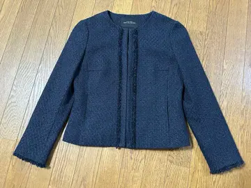 GREEN LABEL RELAXING 노카라 트위드 네이비 자켓