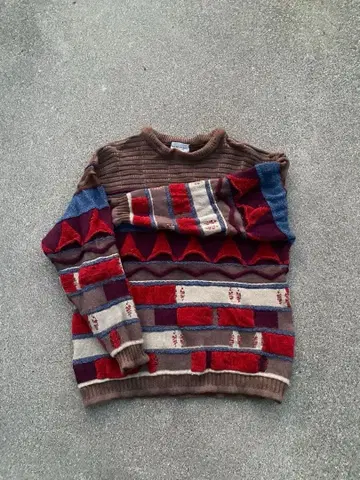 구제 의류 기하학 패턴 니트 스웨터