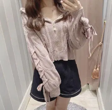 evelyn 리본 니트 후드티