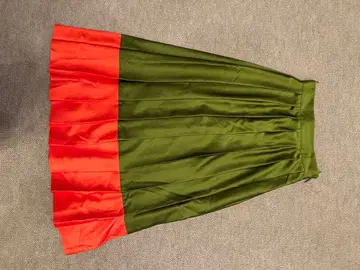 MSGN 플레어 스커트 올리브 그린/오렌지