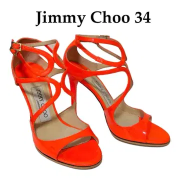 [JIMMY CHOO] 천연 가죽 에나멜 샌들 오렌지 34