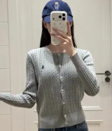 폴로 랄프로렌 케이블 니트 가디건 스웨터 그레이