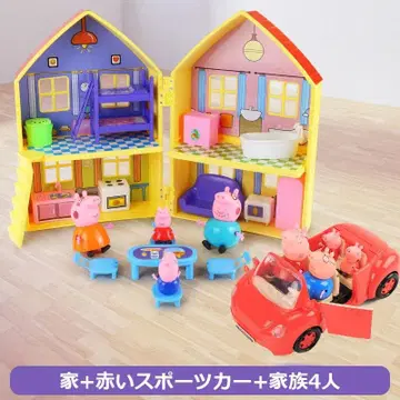 페파피그 완구 소꿉놀이 완구 집 가족 4명 빨간색 스포츠카