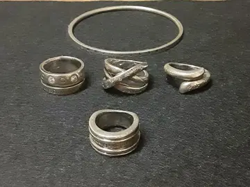 Pinky & Dianne 실버 반지 팔찌 세트