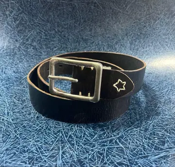 차심 가죽 블랙 벨트 별 자수