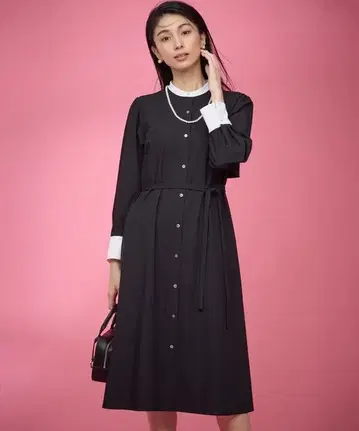 새상품 쿠미쿄쿠 우스터라이크 크로스 셔츠 원피스 블랙 5 사이즈 XL