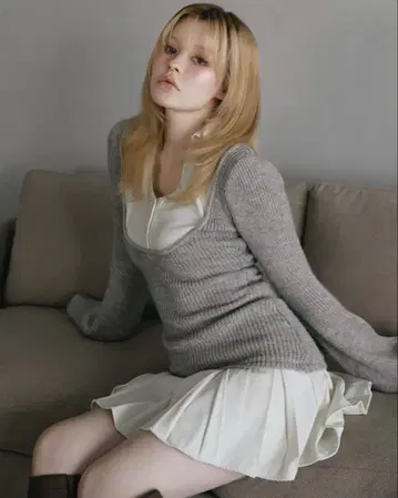 ANDMARY 데미 레이어드 미니 드레스 그레이 gray