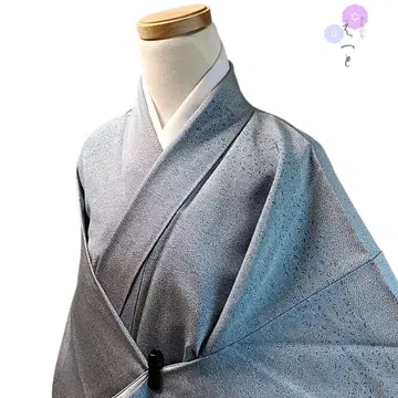 5 14 기모노 순수 실크 이중 기모노 코몬 파랑 가로 줄무늬