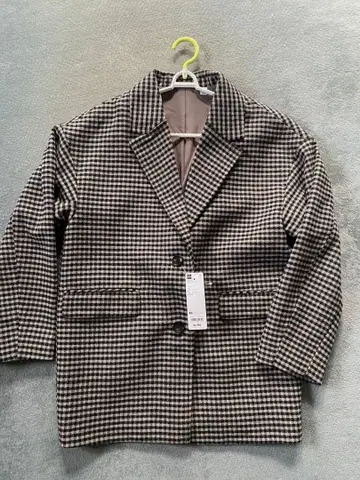 GU 코지 멜톤 체크 하프 코트 XS