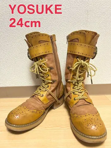 YOSUKE 레이스업 롱 부츠 24cm