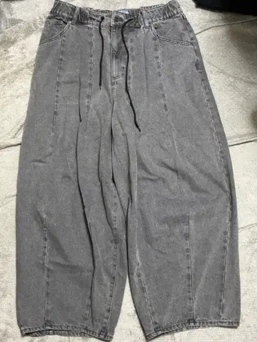 conesboss 와이드 커브 데님 팬츠 그레이