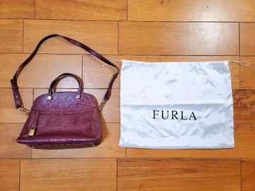훌라 FURLA 파이퍼 핸드백 보라색 가죽 수납 가방 카데나 포함