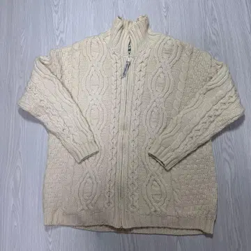 aran crafts 아이보리 지퍼 달린 100% 양모 메리노울