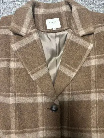 BEAMS HEART 체크 무늬 롱 코트 S