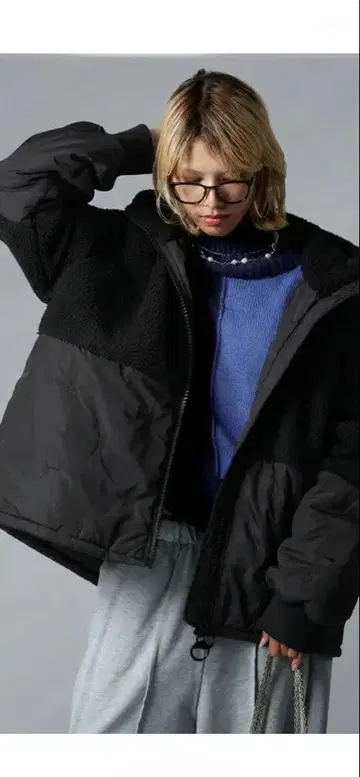 안티카 이소재 절개 보아 아우터