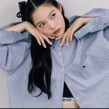 MARY QUANT x PUBLUX/마리콴트 로고 자수 빅 셔츠