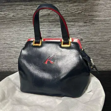 키타무라 블랙 네이비 레드 가죽 핸드백