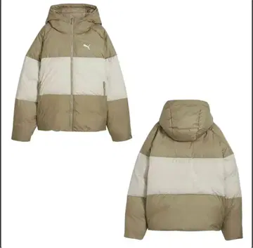 PUMA 후드 부착 다운 자켓 베이지/화이트