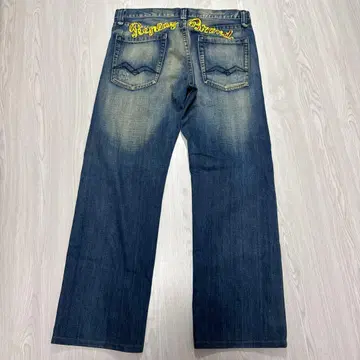 Replay 자수 다크 블루 데님 와이드 레그