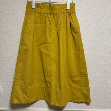 머스타드색 플레어 스커트 허리 리본 포함