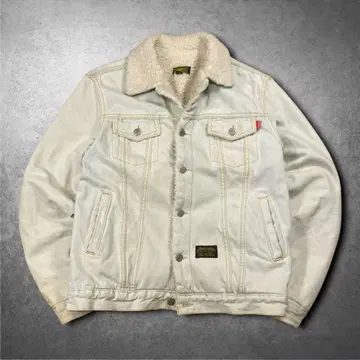 vintage 화이트 데님 보아 자켓 짧은 기장 M 아메카지 시티보이