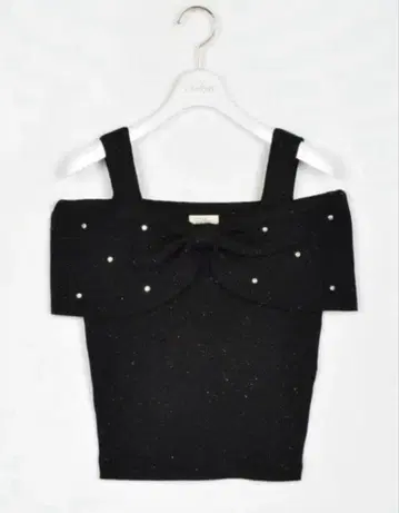 evelyn 빅 리본 오프숄더 상의 블랙