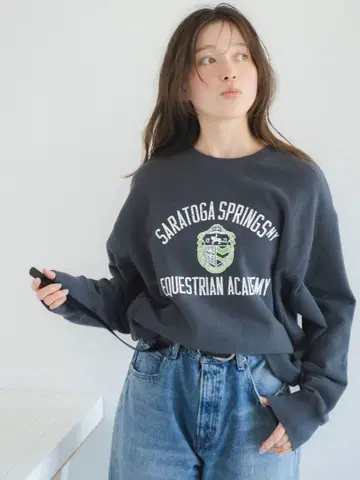 ungrid 빈티지 칼리지 맨투맨 M