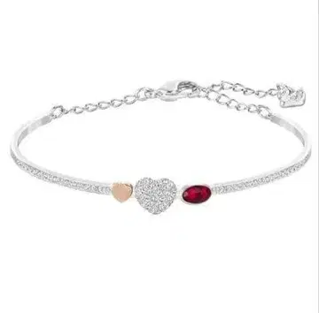 미사용 새상품급 스와로브스키 듀오 하트 뱅글 팔찌