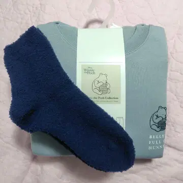 유니클로 룸웨어 룸삭스 세트 긴팔 라이트 블루 속기모 푸