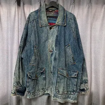 [ 구제 의류 ] 구제 의류 가게 Pug 디자인 데님 코트 vintage