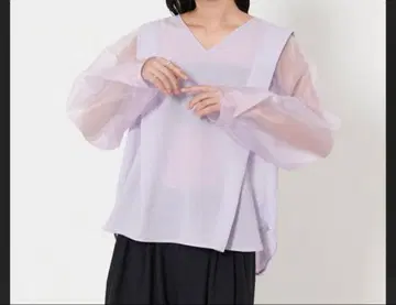 MARW UNITED ARROWS 시어 V넥 콤비 블라우스