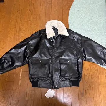 블랙 합성 피혁 자켓 L 사이즈