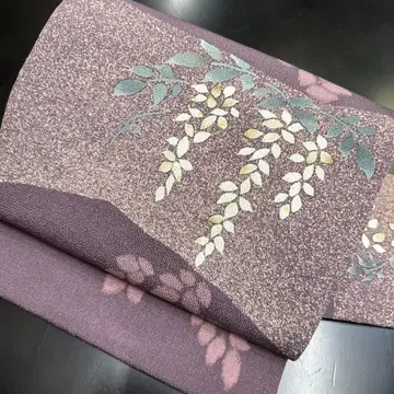 12-86 나고야 오비 9촌 순수 실크 기모노 나고야 재단 크레이프 원단