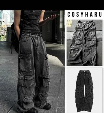 다크 그레이 카고 팬츠 멀티 포켓