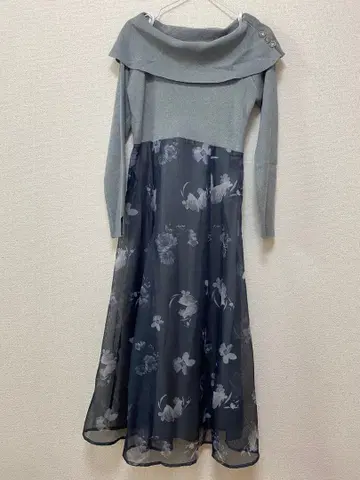 오프숄더 꽃무늬 롱 원피스