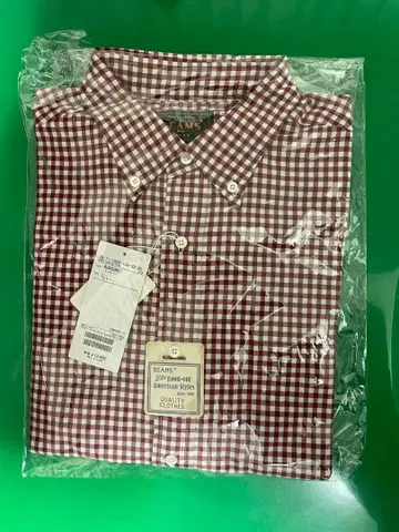 BEAMS 빨간색과 화이트 체크 셔츠