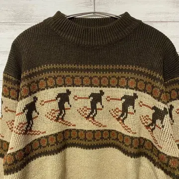 모크넥 레트로 니트 스키 브라운 USA 구제 의류