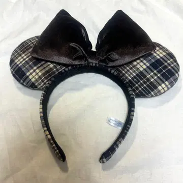 디즈니 체크 무늬 머리띠