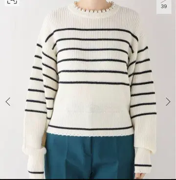 IENA 울 아크릴 펄 장식 립 풀오버