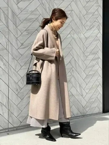 Spick & Span 숄카라 리버 코트 롱 코트 베이지