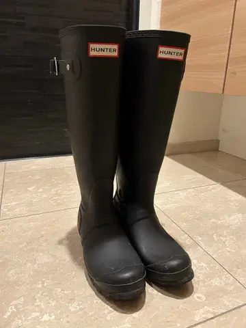 헌터 블랙 레인부츠 36