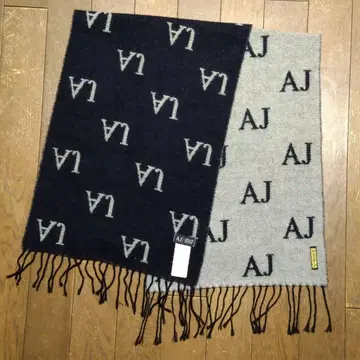 ARMANI JEANS 아르마니진스 머플러 그레이 x 네이비