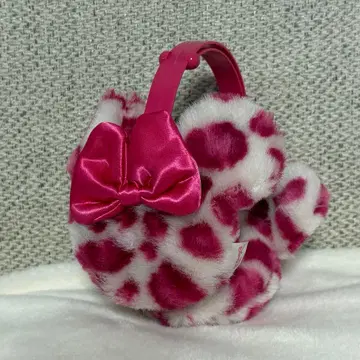 디즈니 미니 귀도리 레오파드 무늬 핑크