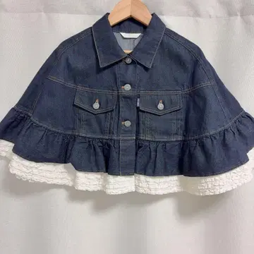 핑크하우스 론 프릴 사용 데님 케이프