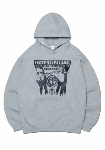 NOMANUAL 후드 부착 후드티 그레이