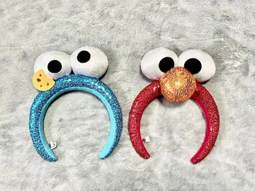 USJ 유니버셜 쿠키 몬스터 & 엘모 머리띠 세트