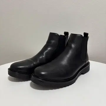 GU 리얼 가죽 사이드 고어 부츠 검정 블랙 가죽